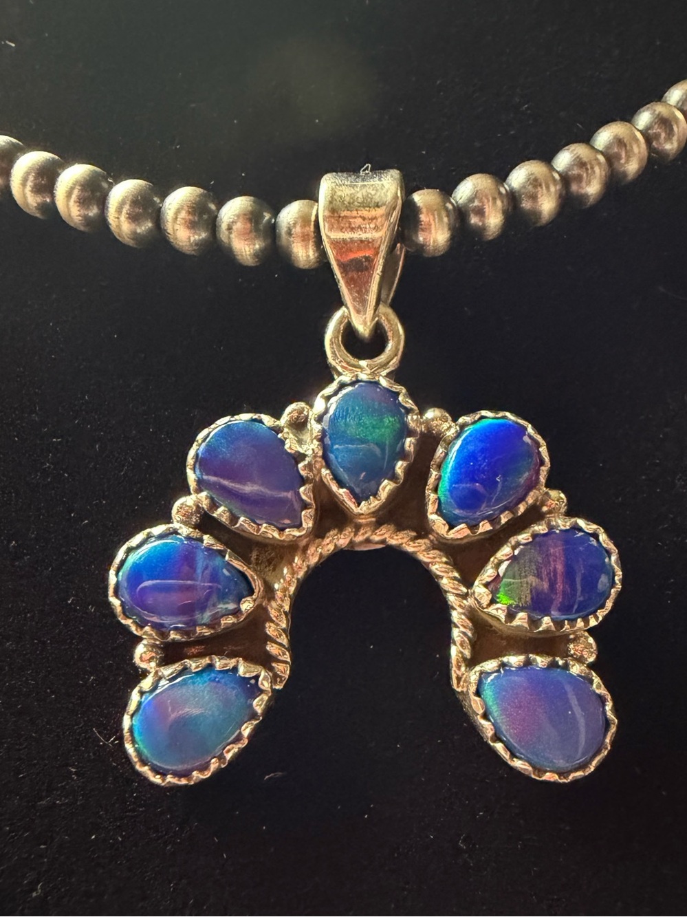 Blue Opal Sterling Silver Pendant